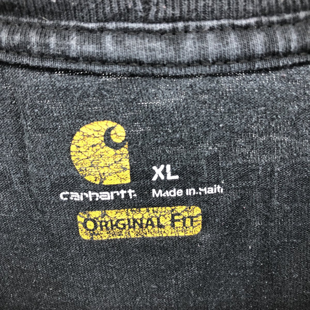 Carhartt short sleeve logo T-shirt, men's XL size cotton black type Vintage Second Hand