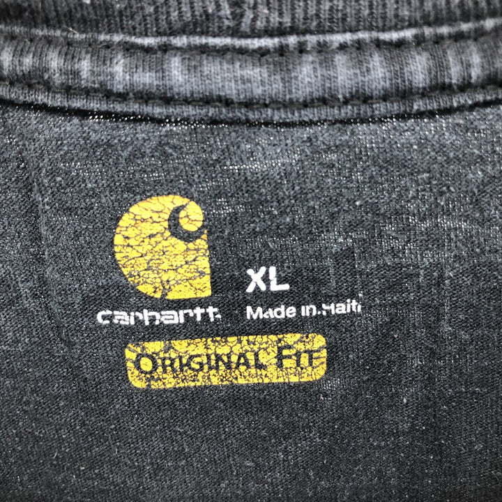 Carhartt short sleeve logo T-shirt, men's XL size cotton black type Vintage Second Hand