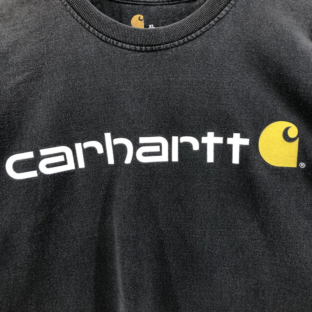 Carhartt short sleeve logo T-shirt, men's XL size cotton black type Vintage Second Hand