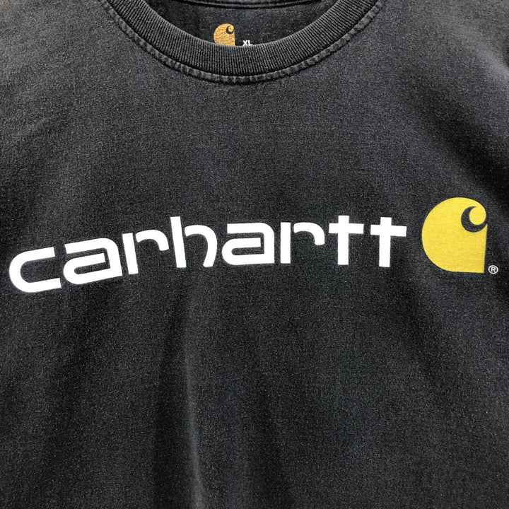 Carhartt short sleeve logo T-shirt, men's XL size cotton black type Vintage Second Hand