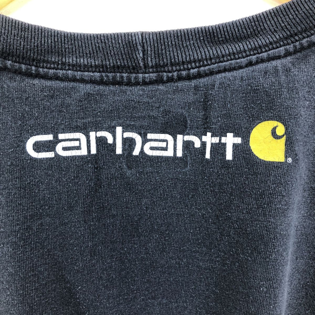 Carhartt short sleeve logo T-shirt, men's XL size cotton black type Vintage Second Hand