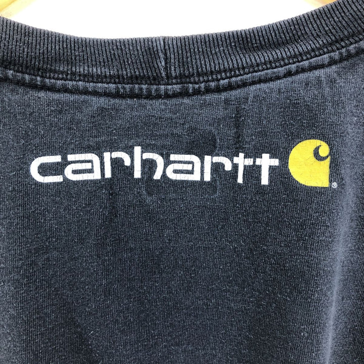 Carhartt short sleeve logo T-shirt, men's XL size cotton black type Vintage Second Hand