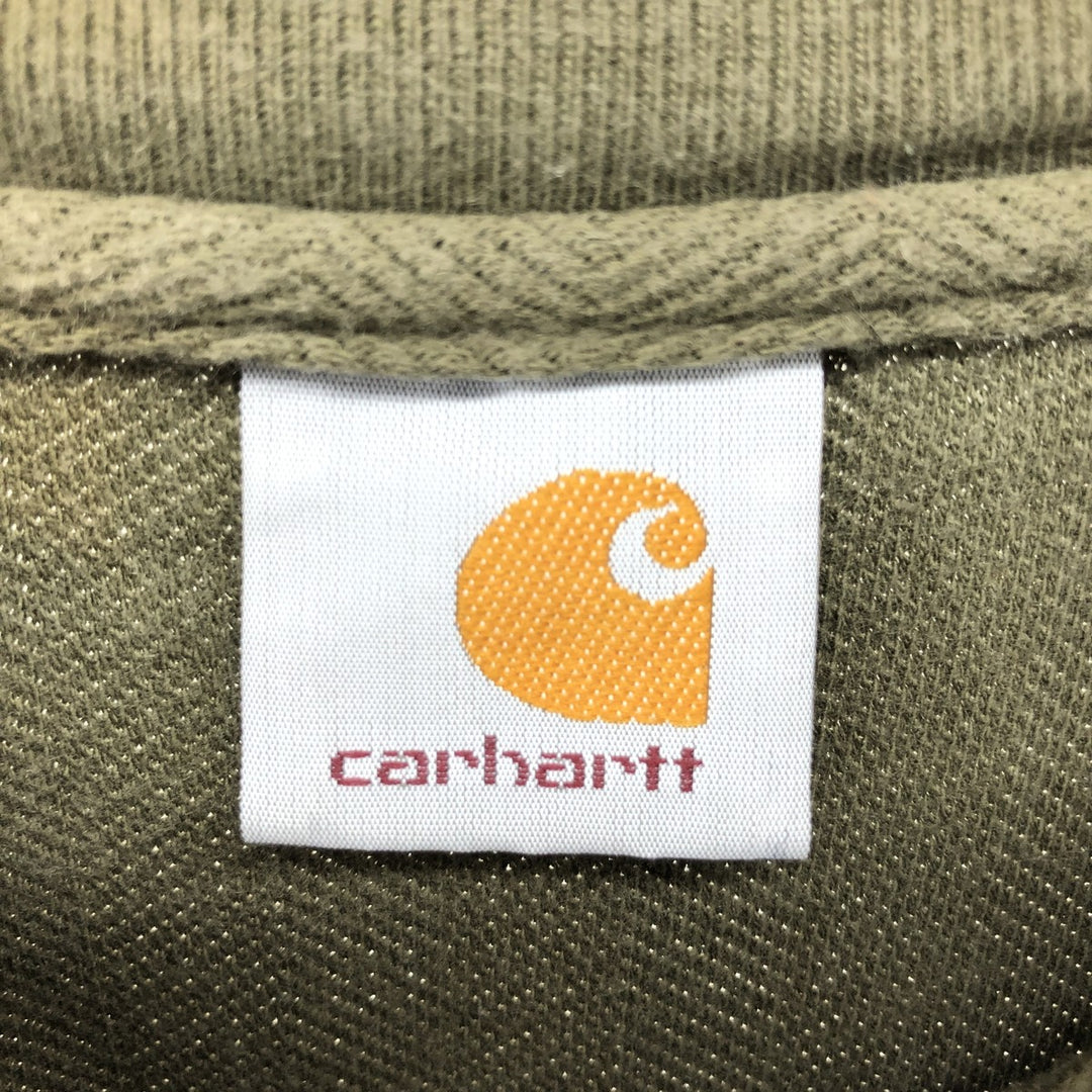 Carhartt Henley neck herringbone plain T-shirt men's XL size unclear Khaki type sage green Vintage Second Hand