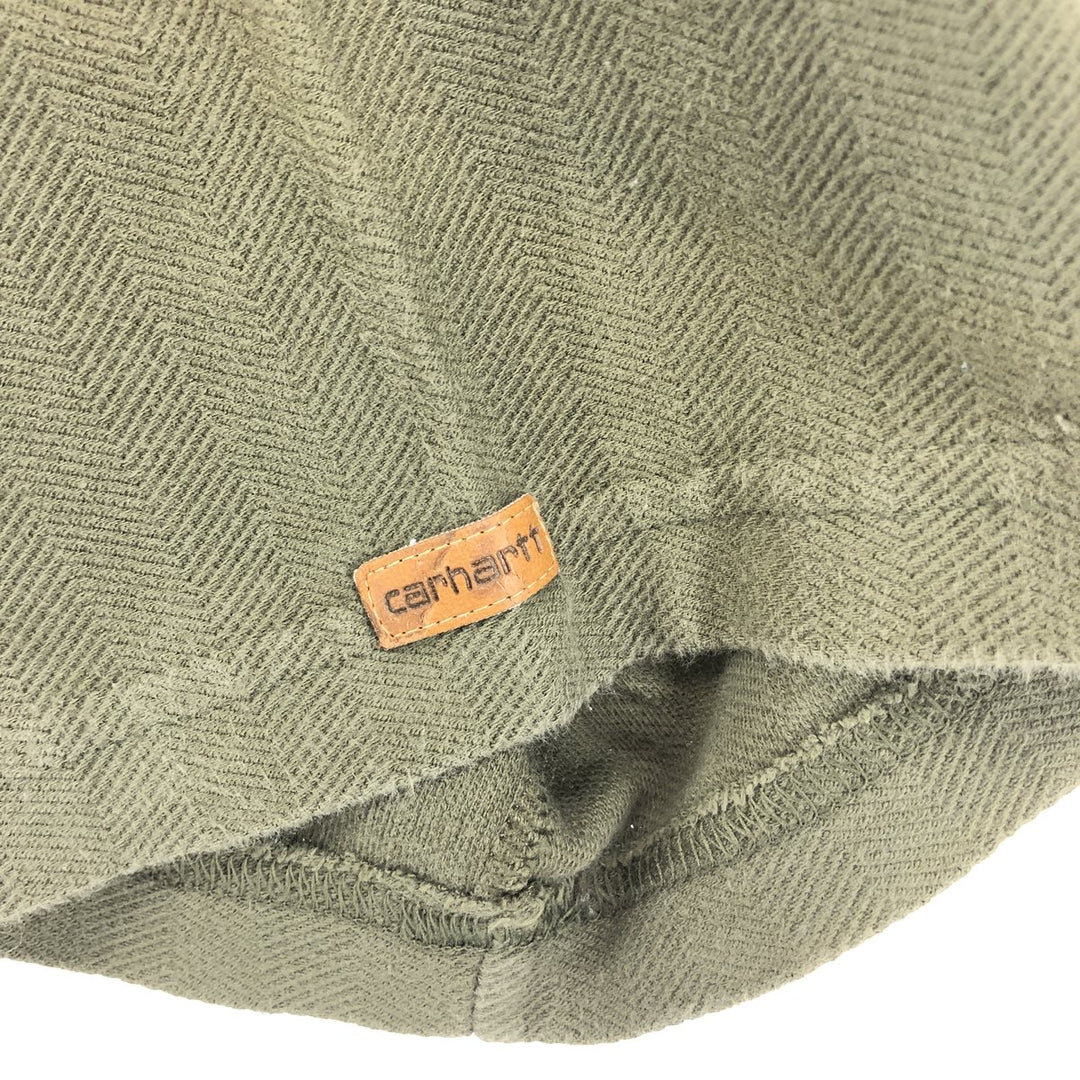 Carhartt Henley neck herringbone plain T-shirt men's XL size unclear Khaki type sage green Vintage Second Hand