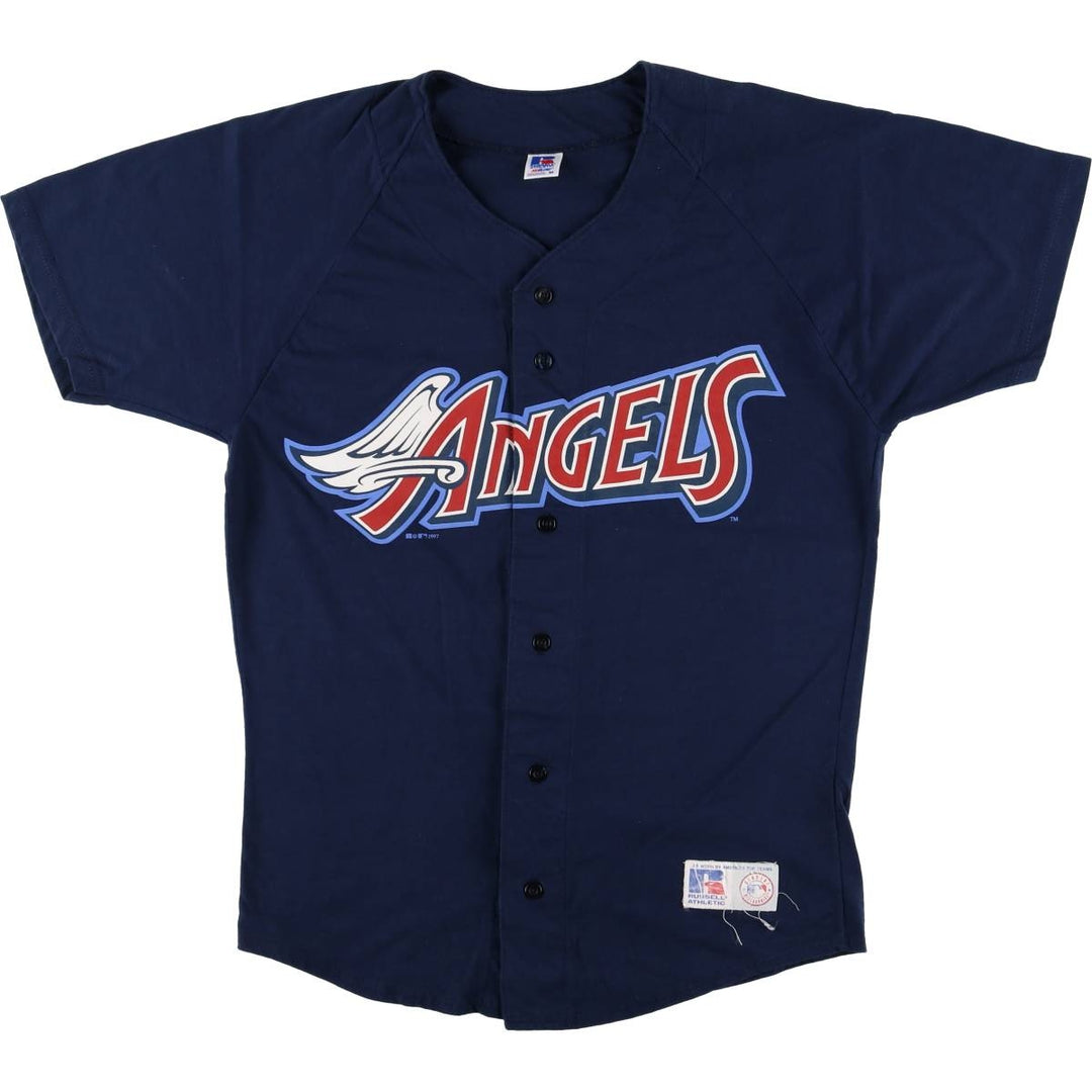 90'S Russell ANGELS baseball shirt, made in USA, men's size M cotton Navy blue Vintage Second Hand