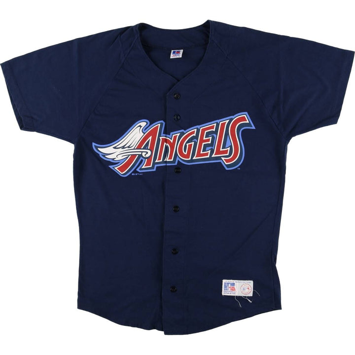 90'S Russell ANGELS baseball shirt, made in USA, men's size M cotton Navy blue Vintage Second Hand