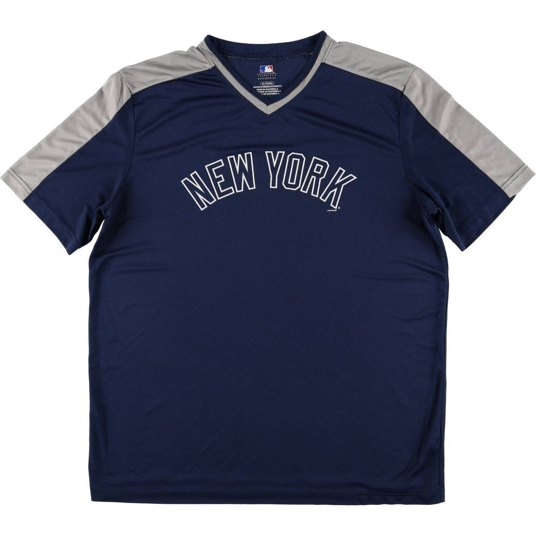 MLB NEWYORK YANKEES New York Yankees V-neck game shirt baseball shirt men's XL equivalent polyester navy blue type Vintage Second Hand