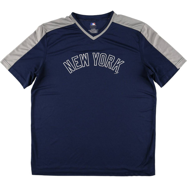 MLB NEWYORK YANKEES New York Yankees V-neck game shirt baseball shirt men's XL equivalent polyester navy blue type Vintage Second Hand