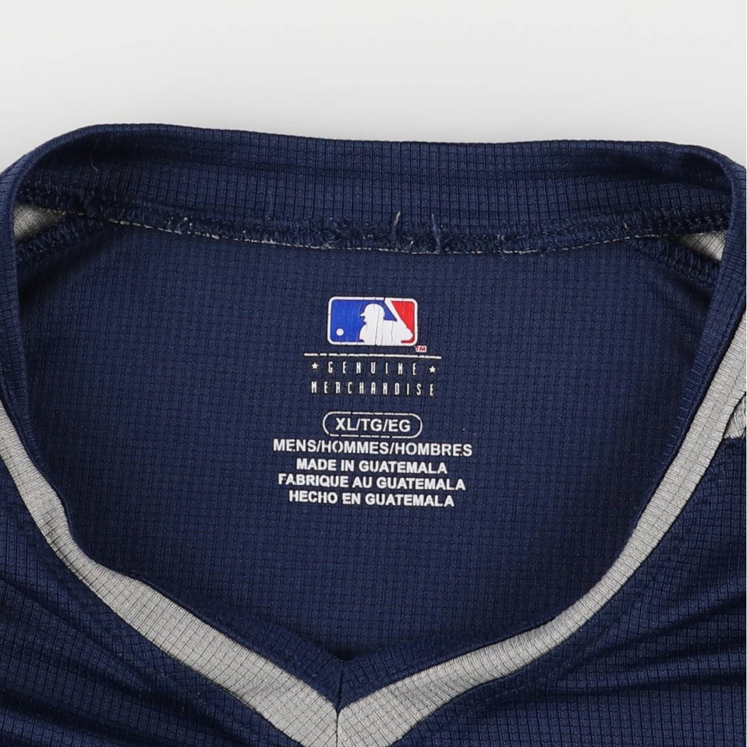 MLB NEWYORK YANKEES New York Yankees V-neck game shirt baseball shirt men's XL equivalent polyester navy blue type Vintage Second Hand