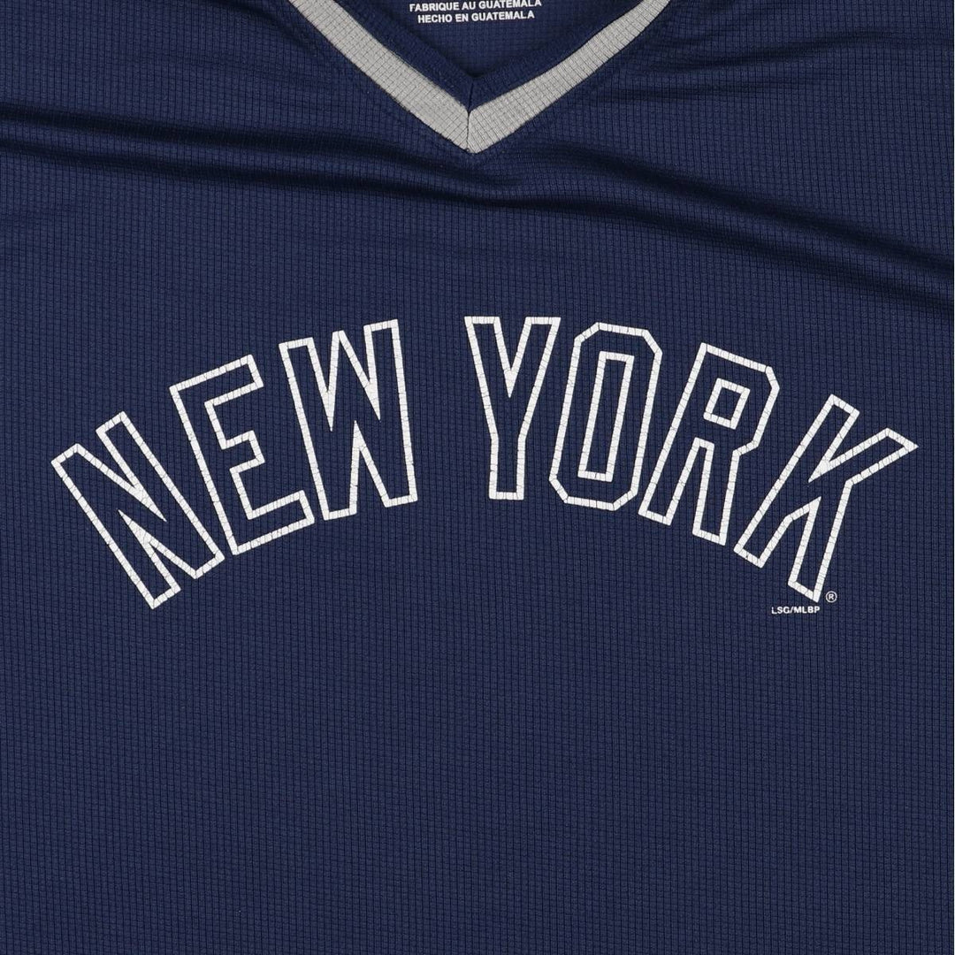 MLB NEWYORK YANKEES New York Yankees V-neck game shirt baseball shirt men's XL equivalent polyester navy blue type Vintage Second Hand