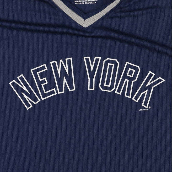 MLB NEWYORK YANKEES New York Yankees V-neck game shirt baseball shirt men's XL equivalent polyester navy blue type Vintage Second Hand