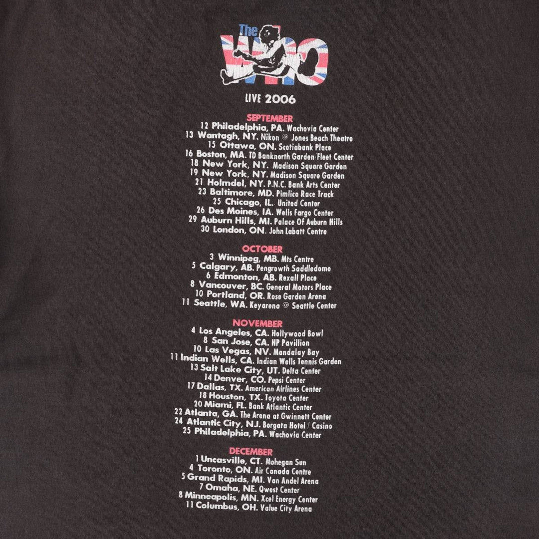 00'S Bravado The Who Band T-shirt, Made in USA, Men's L size cotton black type Vintage Second Hand