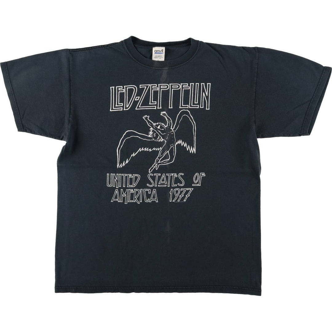 Anvil LED ZEPPELIN Band T-shirt cotton Green type dark green Vintage Second Hand