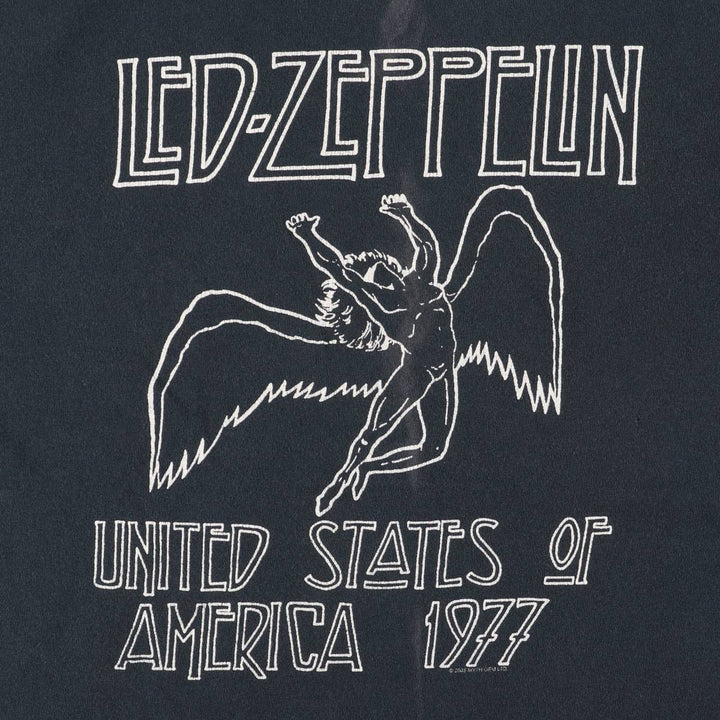 Anvil LED ZEPPELIN Band T-shirt cotton Green type dark green Vintage Second Hand