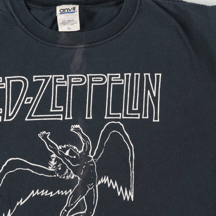 Anvil LED ZEPPELIN Band T-shirt cotton Green type dark green Vintage Second Hand