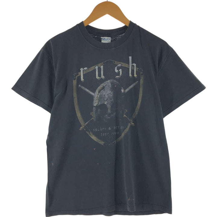 00'S M and O RUSH Skull Pattern Band T-shirt, Men's M size cotton black type Vintage Second Hand