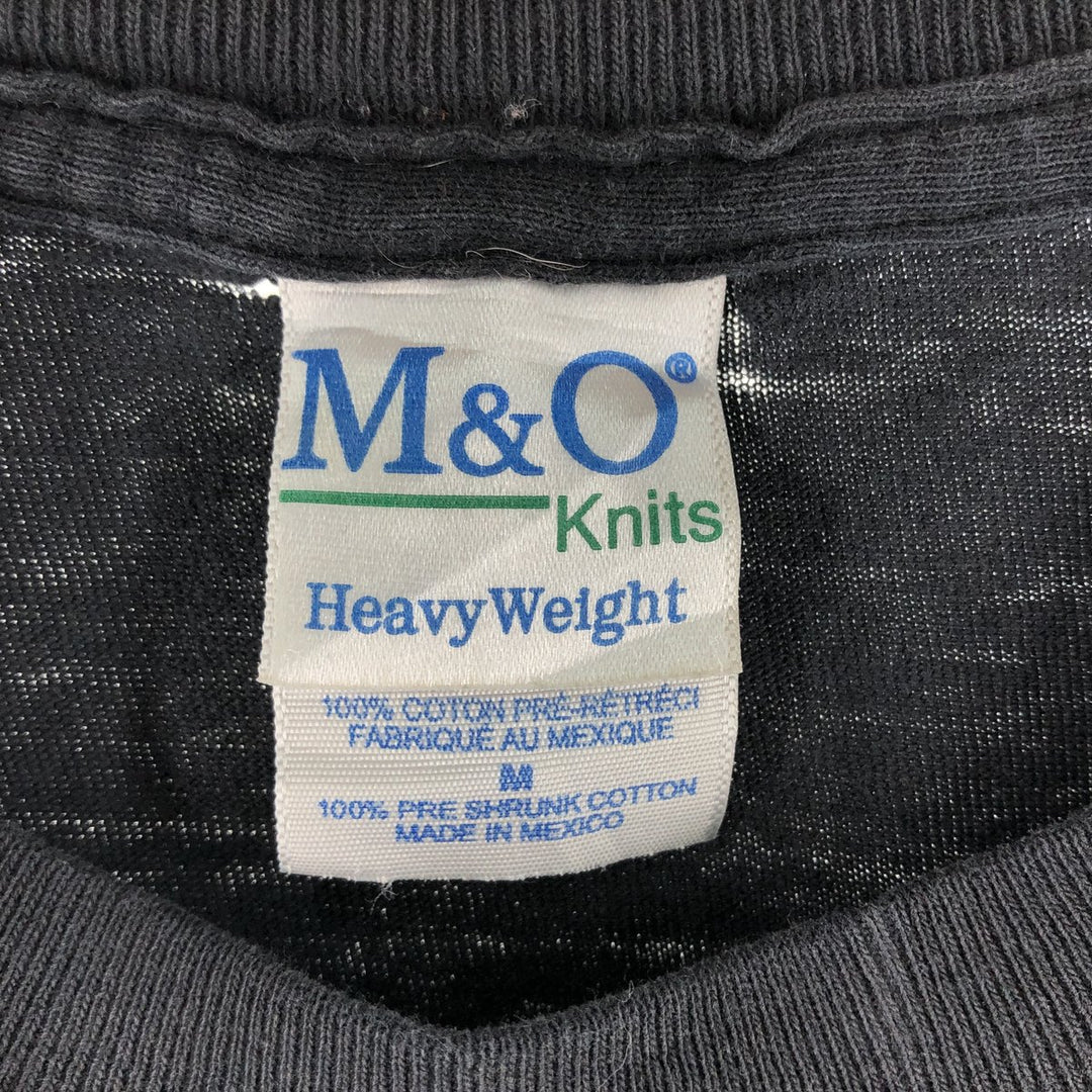 00'S M and O RUSH Skull Pattern Band T-shirt, Men's M size cotton black type Vintage Second Hand
