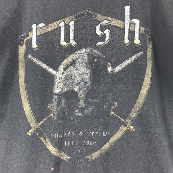 00'S M and O RUSH Skull Pattern Band T-shirt, Men's M size cotton black type Vintage Second Hand