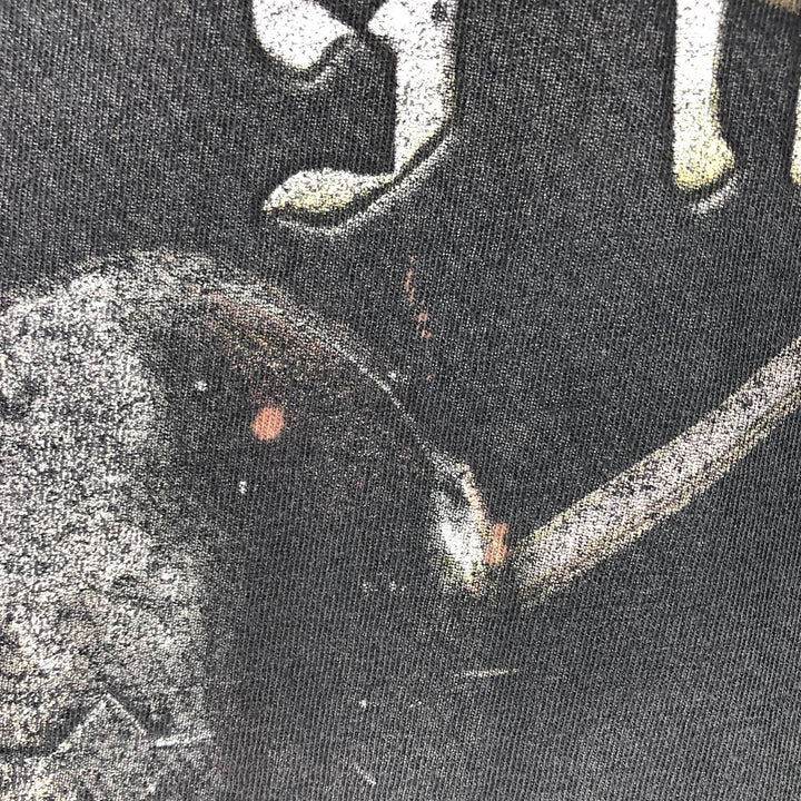 00'S M and O RUSH Skull Pattern Band T-shirt, Men's M size cotton black type Vintage Second Hand
