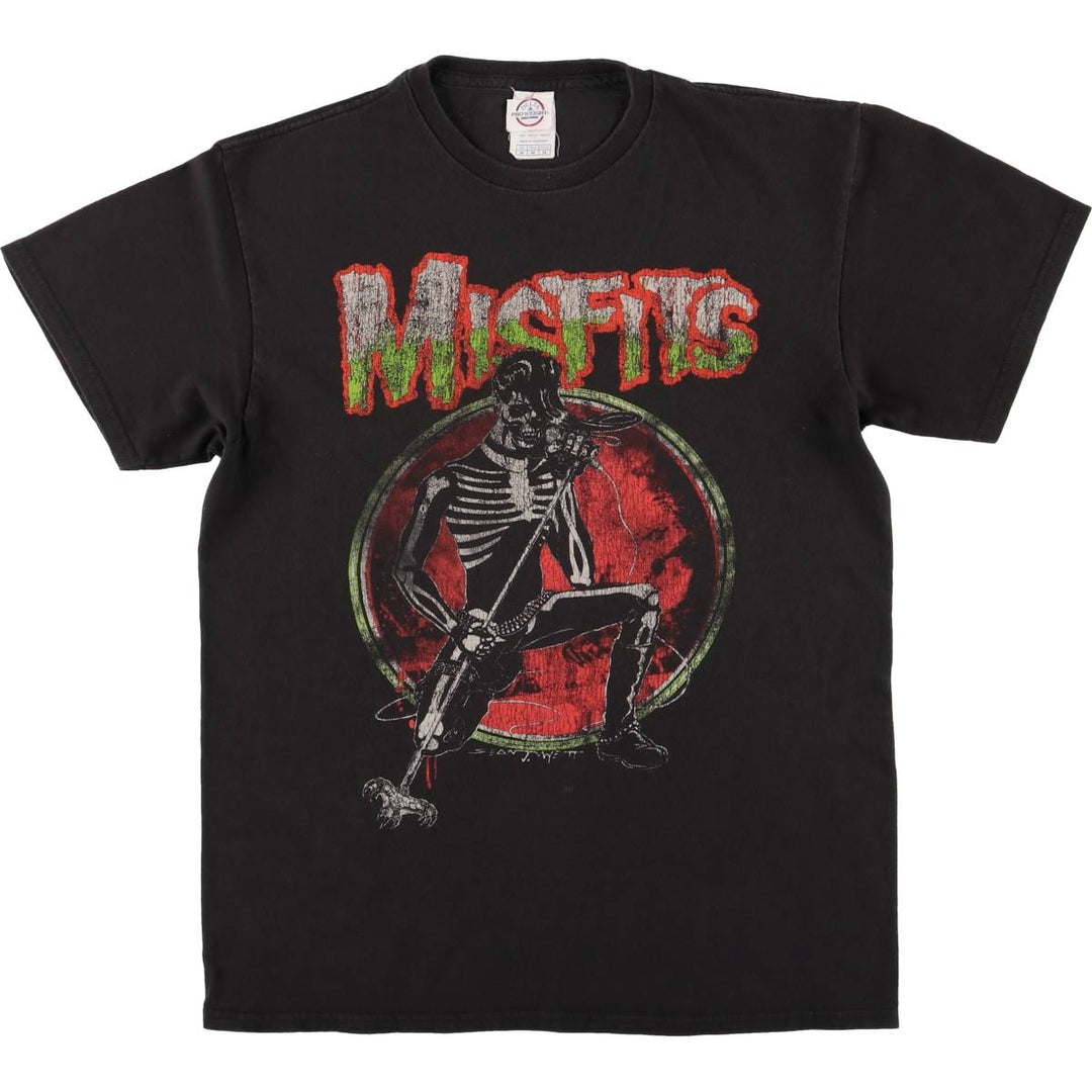 MISFITS Skull Pattern Band T-shirt, Men's M size cotton black type Vintage Second Hand