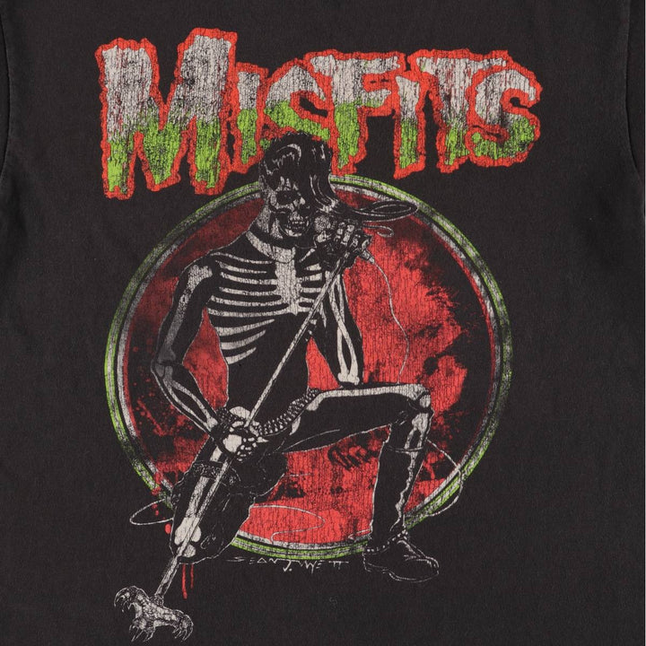 MISFITS Skull Pattern Band T-shirt, Men's M size cotton black type Vintage Second Hand