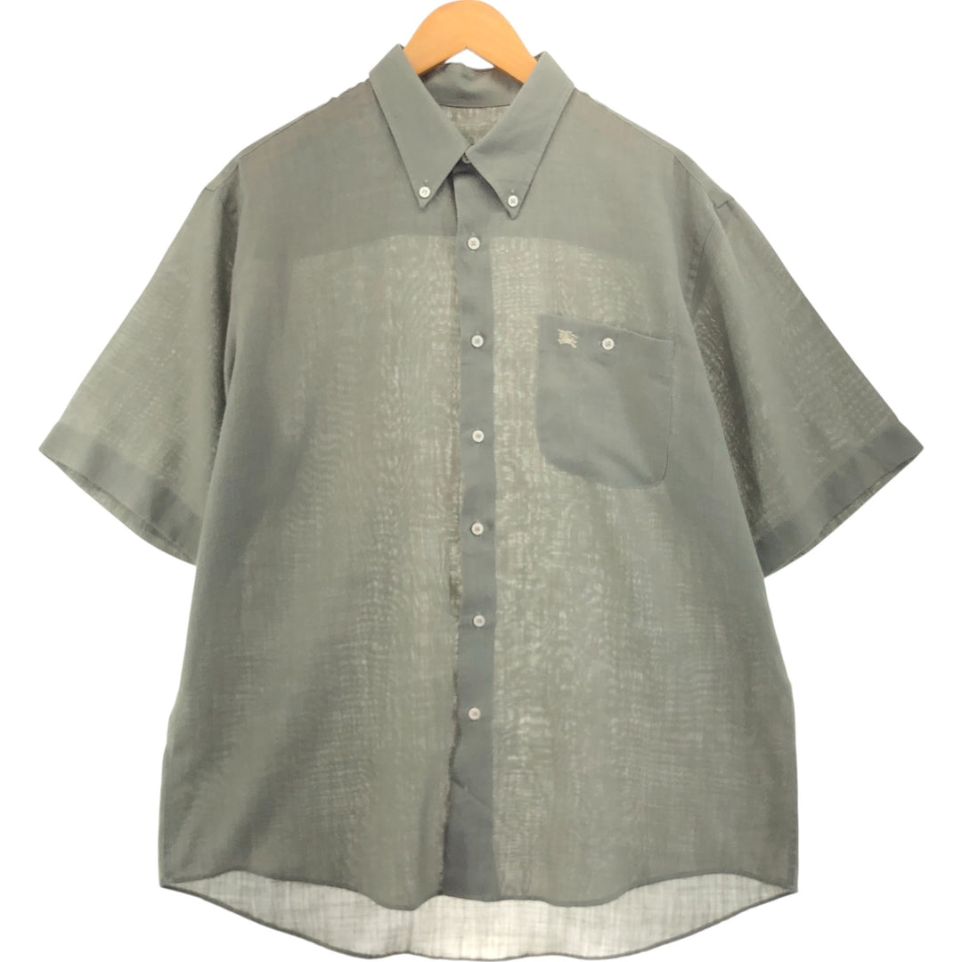 Burberry's LONDON short sleeve linen button-down shirt, men's size L polyester gray type Vintage Second Hand