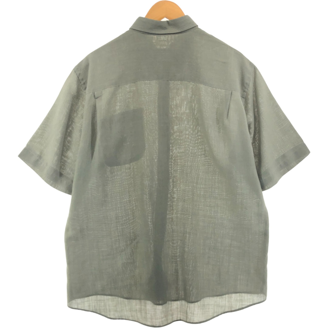 Burberry's LONDON short sleeve linen button-down shirt, men's size L polyester gray type Vintage Second Hand
