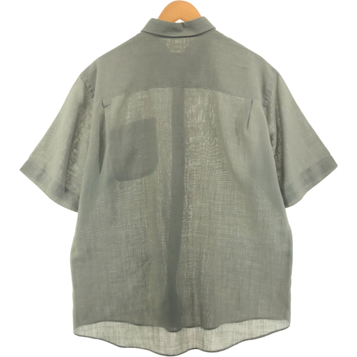 Burberry's LONDON short sleeve linen button-down shirt, men's size L polyester gray type Vintage Second Hand