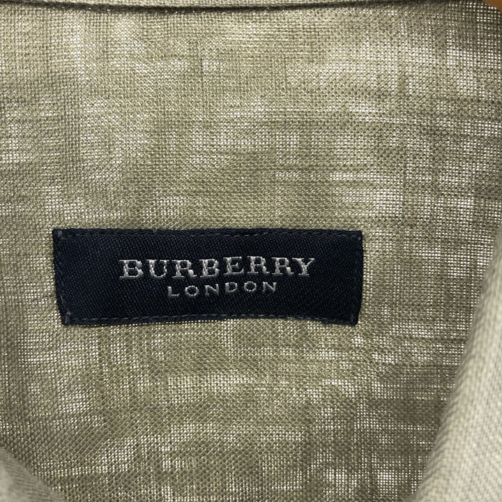 Burberry's LONDON short sleeve linen button-down shirt, men's size L polyester gray type Vintage Second Hand