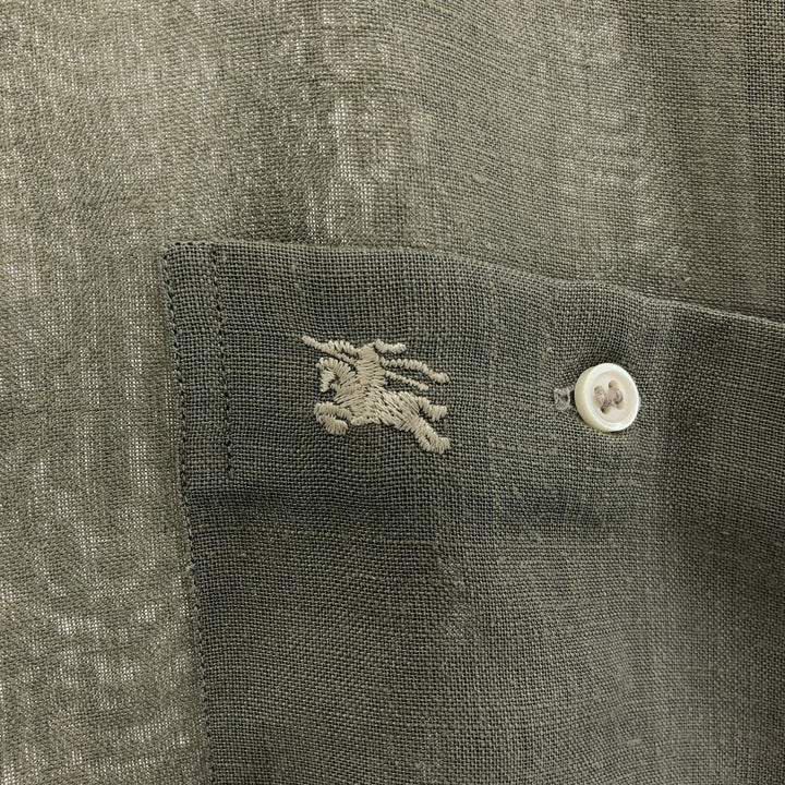 Burberry's LONDON short sleeve linen button-down shirt, men's size L polyester gray type Vintage Second Hand