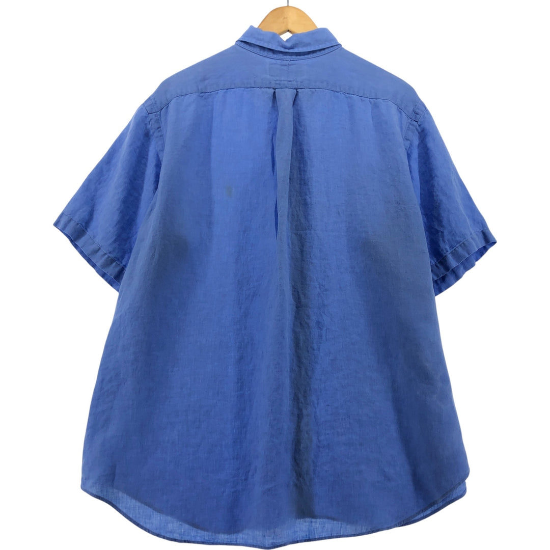 Ralph Lauren Classic Fit short sleeve linen button down shirt, men's size XL linen blue type Vintage Second Hand