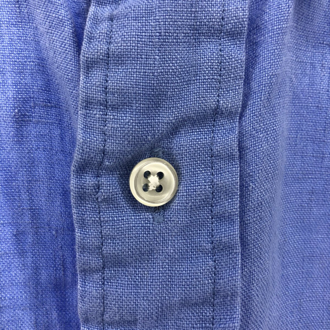 Ralph Lauren Classic Fit short sleeve linen button down shirt, men's size XL linen blue type Vintage Second Hand