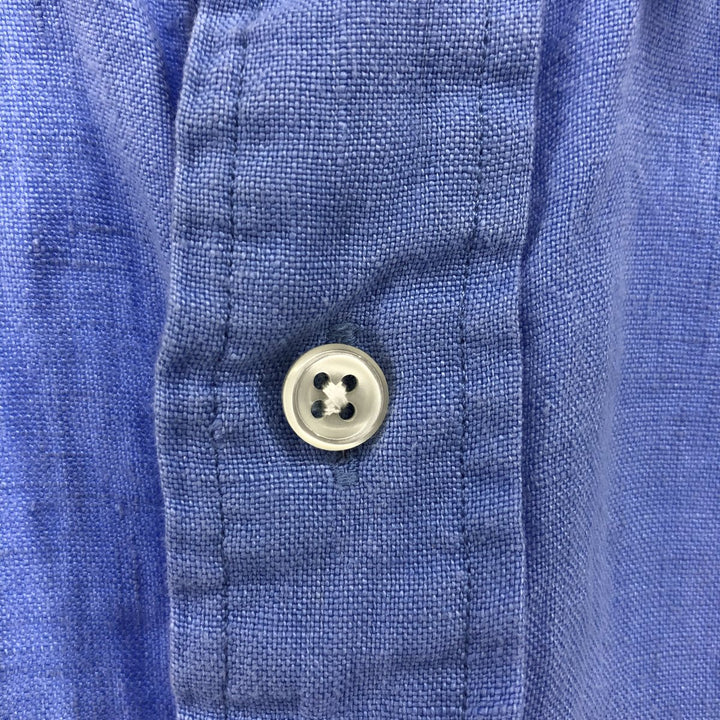 Ralph Lauren Classic Fit short sleeve linen button down shirt, men's size XL linen blue type Vintage Second Hand