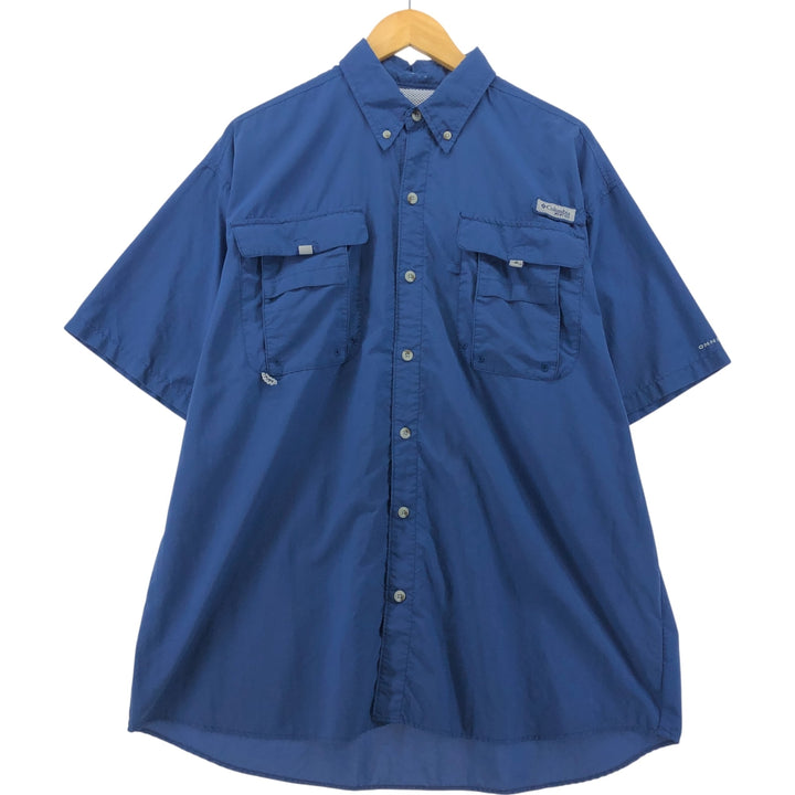 Columbia PFG OMNI-SHADE Button-down Short Sleeve Fishing Shirt, Men's XL cotton blue type Vintage Second Hand