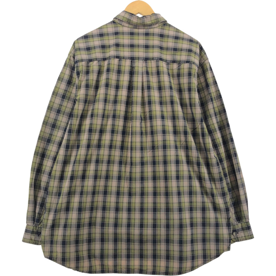 Carhartt Check Pattern Long Sleeve Button-Down Work Shirt, Men's XL cotton Khaki type sage green Vintage Second Hand