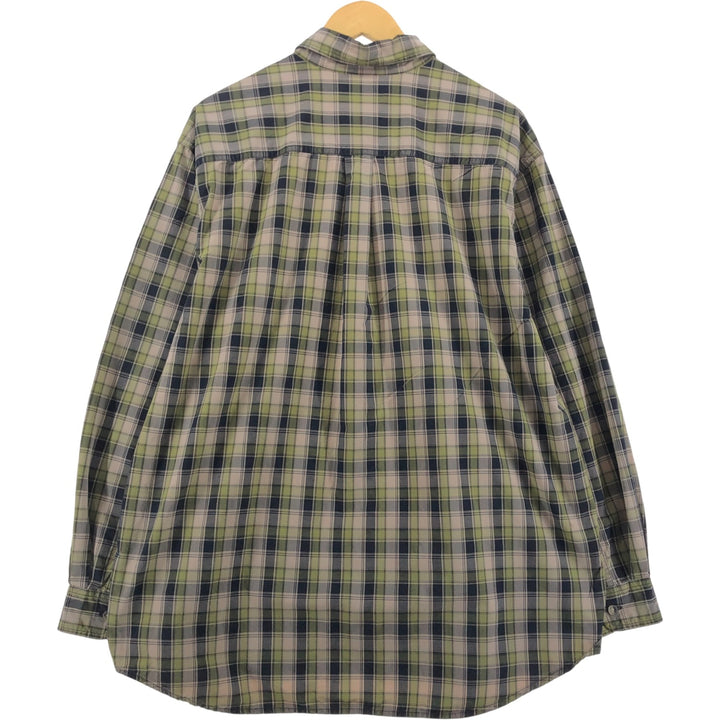 Carhartt Check Pattern Long Sleeve Button-Down Work Shirt, Men's XL cotton Khaki type sage green Vintage Second Hand