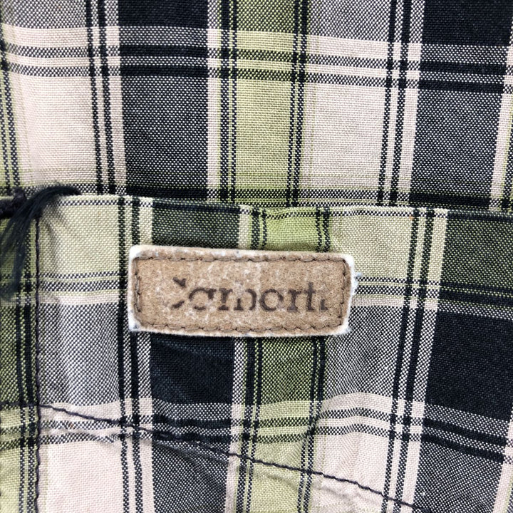 Carhartt Check Pattern Long Sleeve Button-Down Work Shirt, Men's XL cotton Khaki type sage green Vintage Second Hand