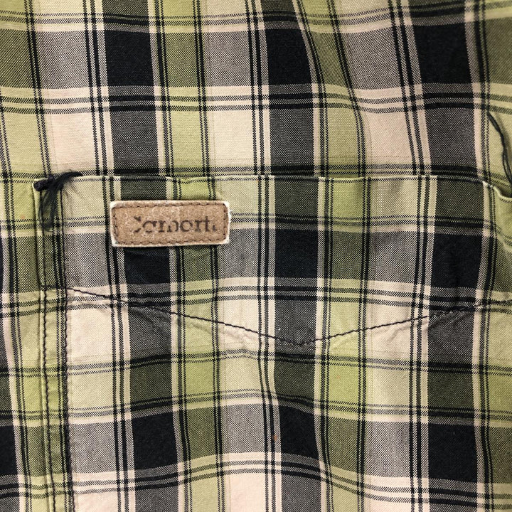 Carhartt Check Pattern Long Sleeve Button-Down Work Shirt, Men's XL cotton Khaki type sage green Vintage Second Hand