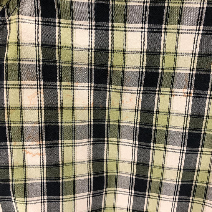 Carhartt Check Pattern Long Sleeve Button-Down Work Shirt, Men's XL cotton Khaki type sage green Vintage Second Hand