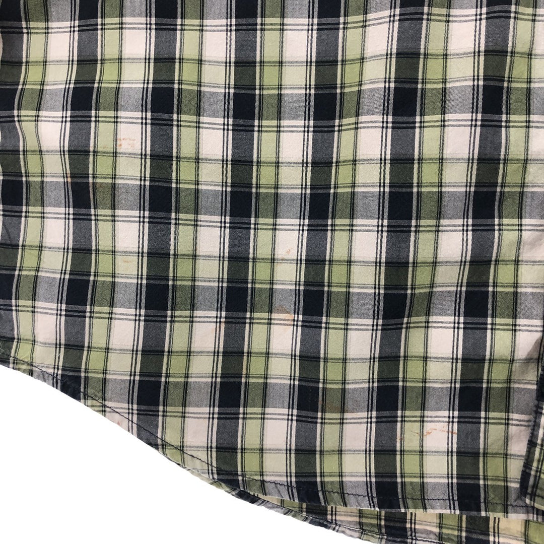 Carhartt Check Pattern Long Sleeve Button-Down Work Shirt, Men's XL cotton Khaki type sage green Vintage Second Hand
