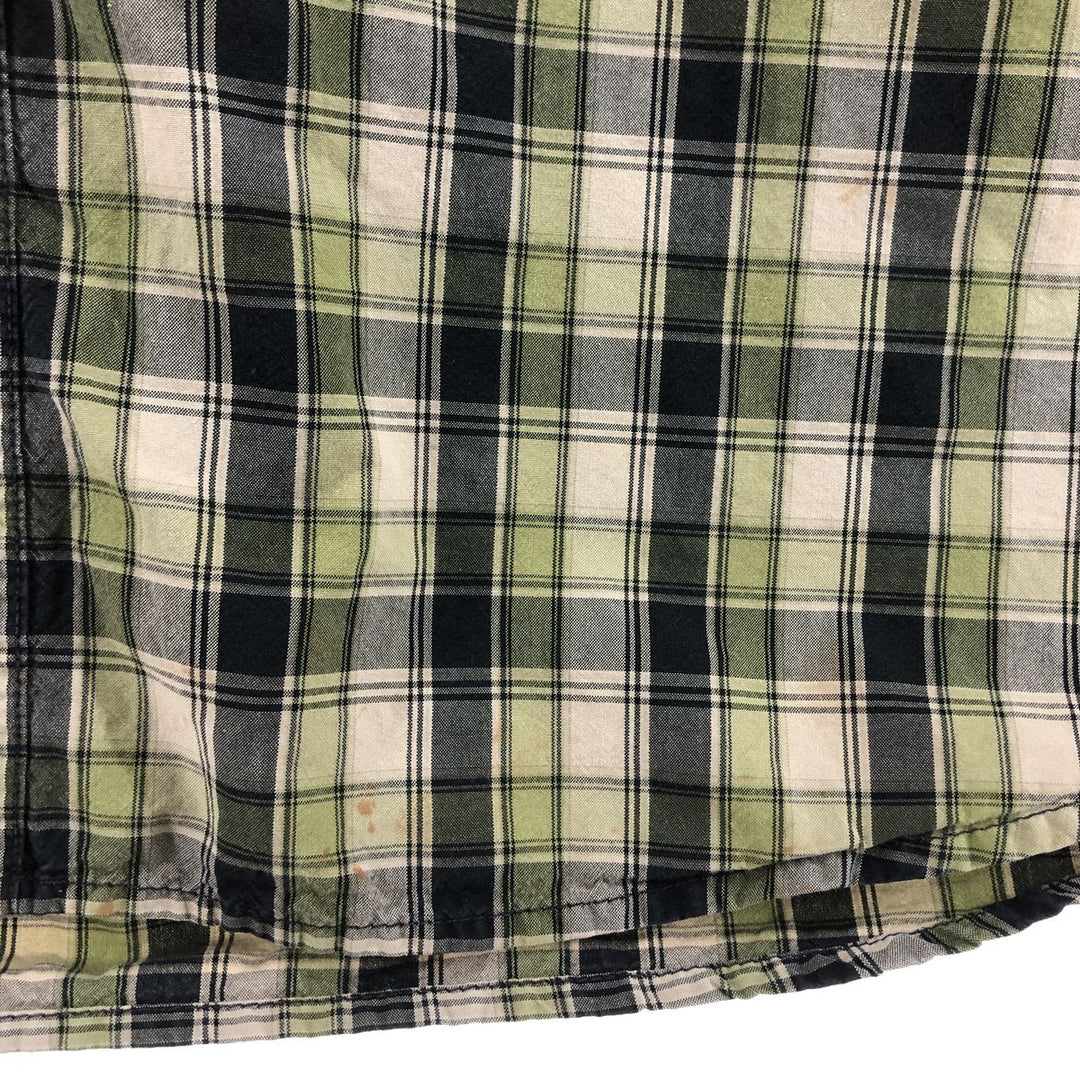 Carhartt Check Pattern Long Sleeve Button-Down Work Shirt, Men's XL cotton Khaki type sage green Vintage Second Hand