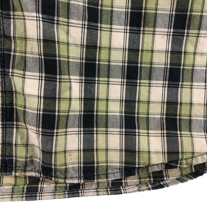 Carhartt Check Pattern Long Sleeve Button-Down Work Shirt, Men's XL cotton Khaki type sage green Vintage Second Hand