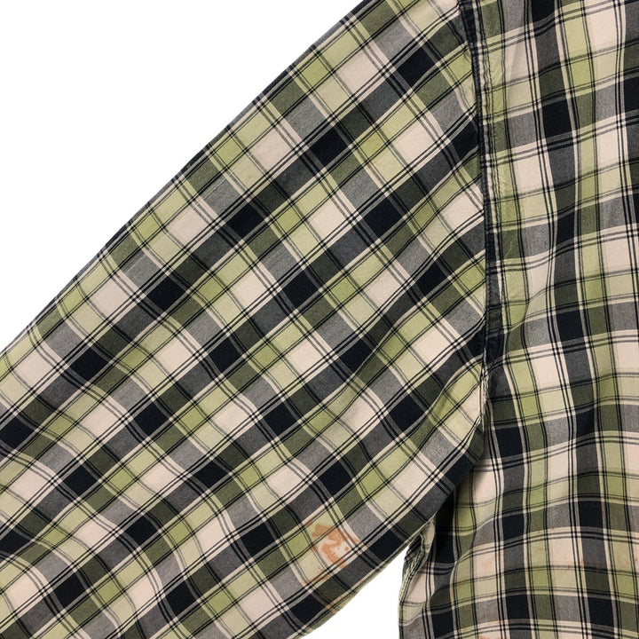 Carhartt Check Pattern Long Sleeve Button-Down Work Shirt, Men's XL cotton Khaki type sage green Vintage Second Hand