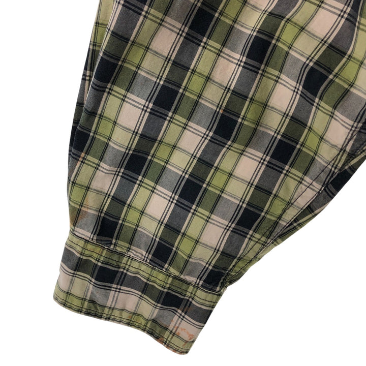 Carhartt Check Pattern Long Sleeve Button-Down Work Shirt, Men's XL cotton Khaki type sage green Vintage Second Hand