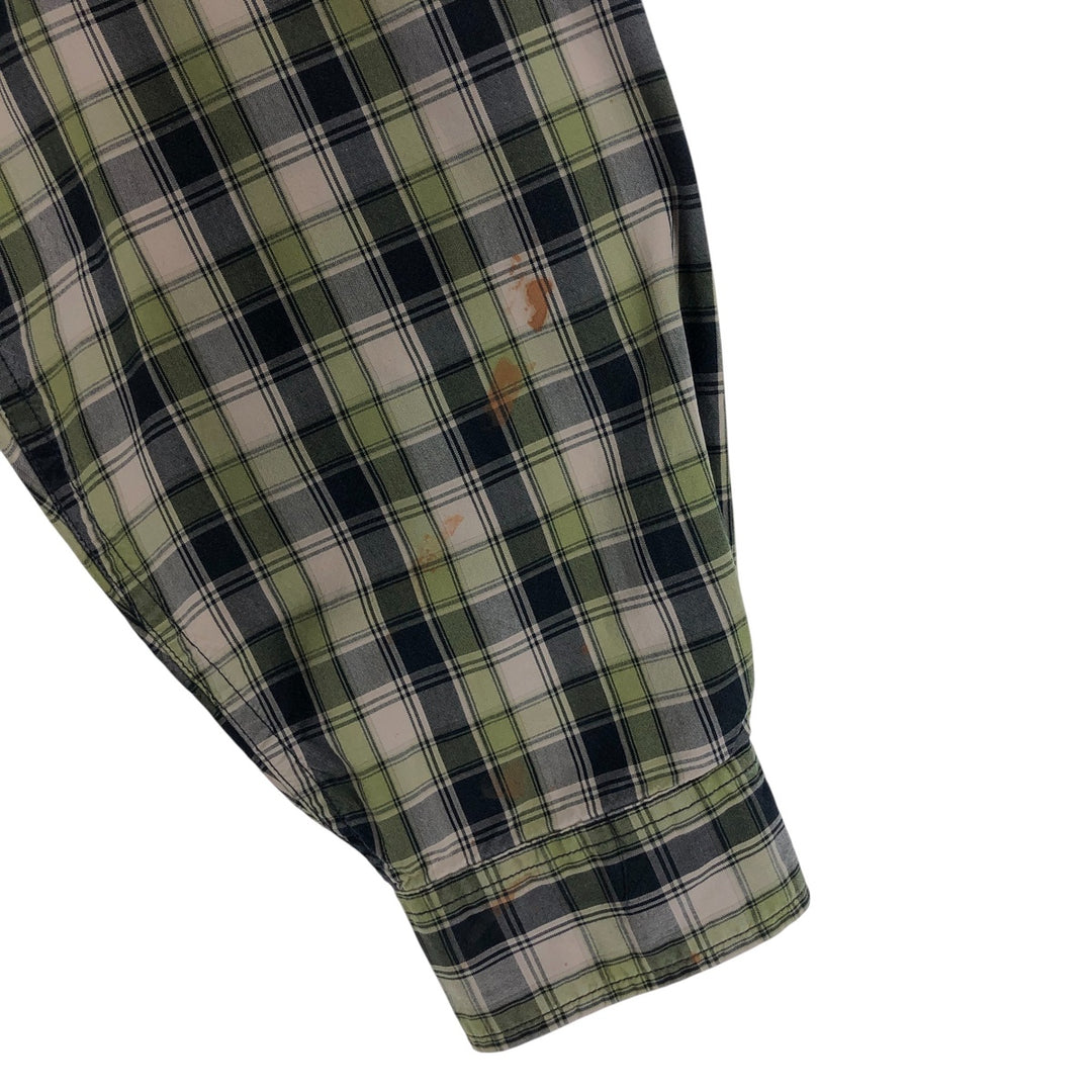 Carhartt Check Pattern Long Sleeve Button-Down Work Shirt, Men's XL cotton Khaki type sage green Vintage Second Hand