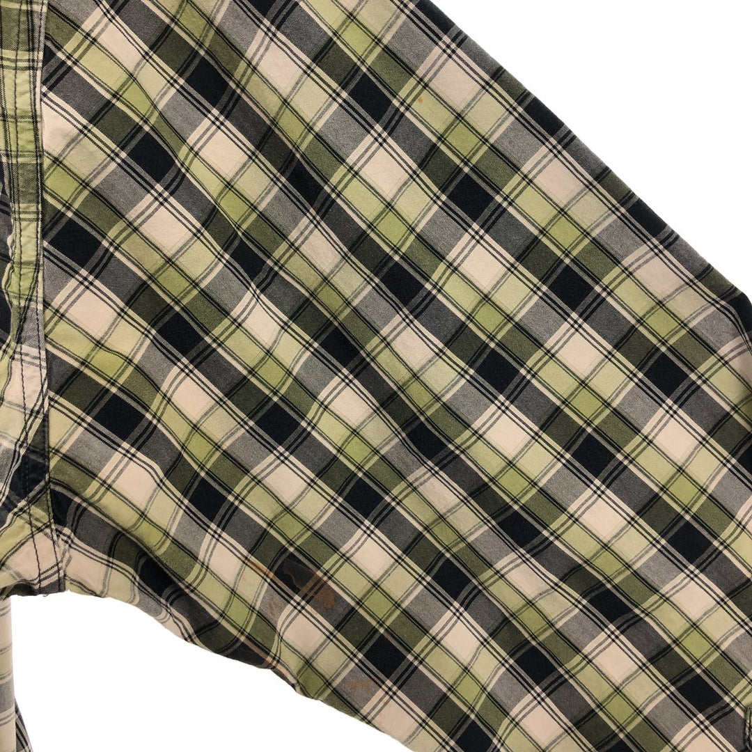 Carhartt Check Pattern Long Sleeve Button-Down Work Shirt, Men's XL cotton Khaki type sage green Vintage Second Hand