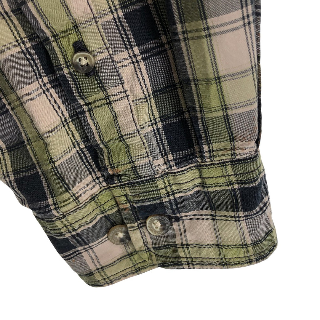 Carhartt Check Pattern Long Sleeve Button-Down Work Shirt, Men's XL cotton Khaki type sage green Vintage Second Hand