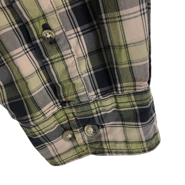 Carhartt Check Pattern Long Sleeve Button-Down Work Shirt, Men's XL cotton Khaki type sage green Vintage Second Hand