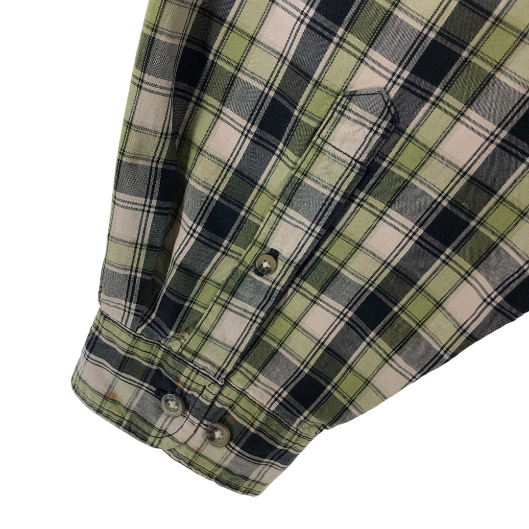 Carhartt Check Pattern Long Sleeve Button-Down Work Shirt, Men's XL cotton Khaki type sage green Vintage Second Hand