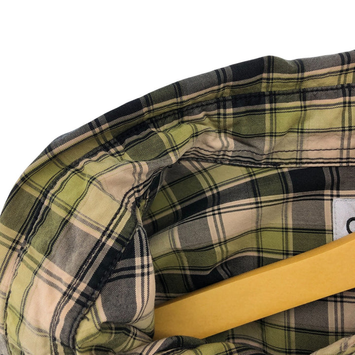 Carhartt Check Pattern Long Sleeve Button-Down Work Shirt, Men's XL cotton Khaki type sage green Vintage Second Hand